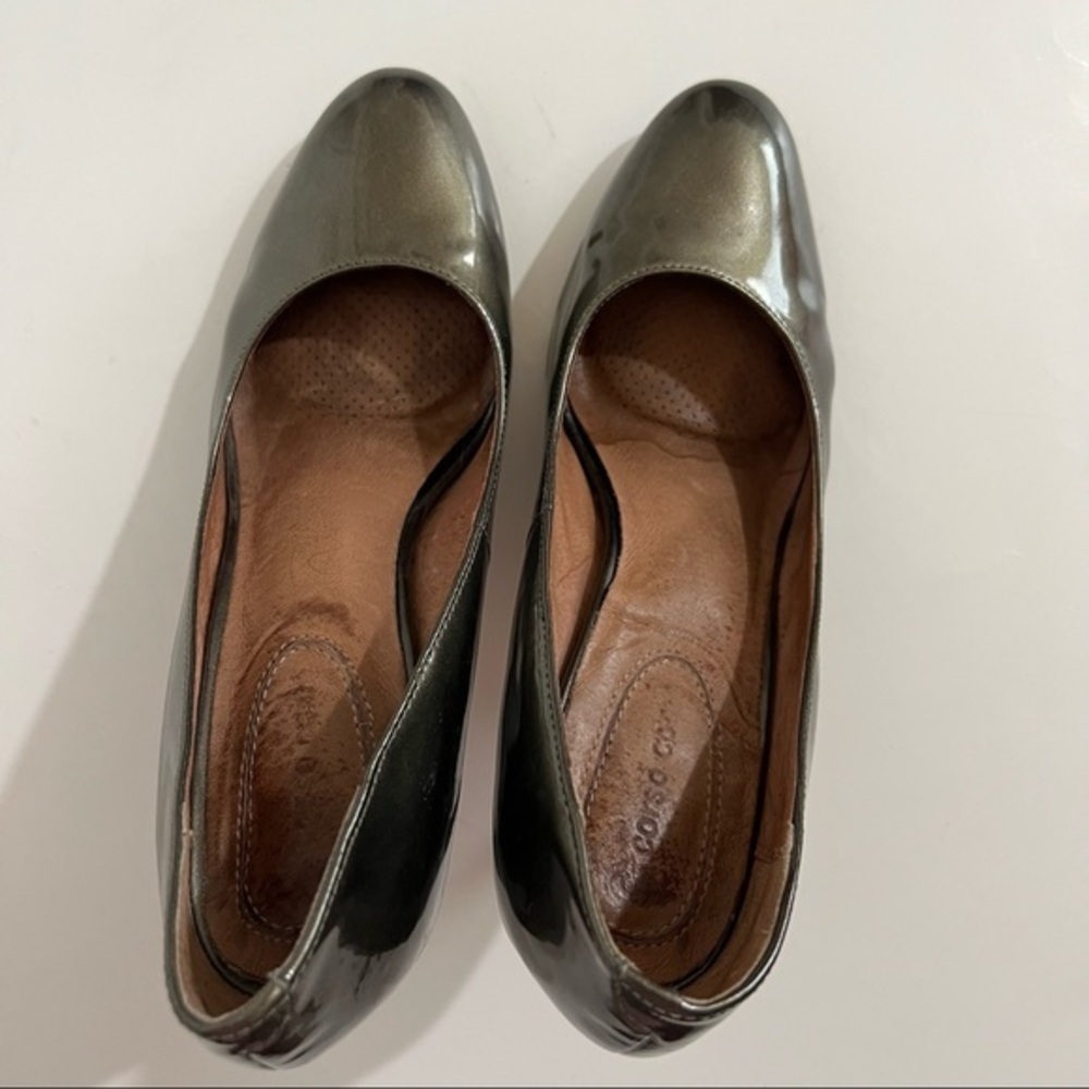 Corso Como Genuine Patent Leather Metallic Pewter Pumps Heels Size 9 - Picture 6 of 14